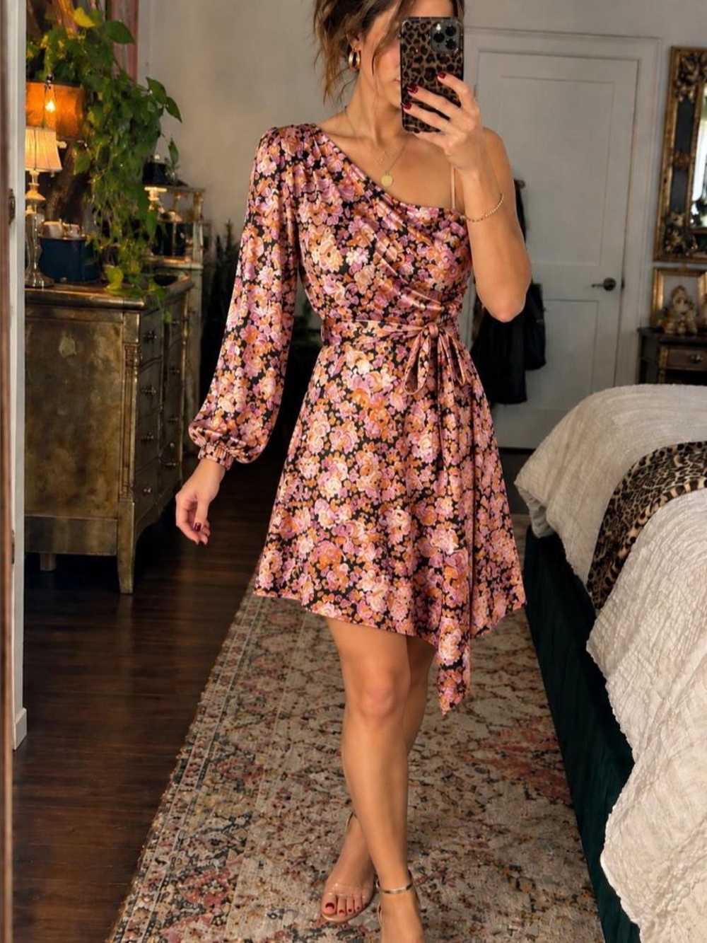 BOBGeneration Floral One Shoulder Dress Size 14